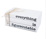 RUKEJUNE Farmhouse Motivational Wooden Office Desk Decor, Cute Decorative Books for Shelf Decoration, Inspirational Gifts for Women Men - Everything is Figureoutable Sign RUKEJUNE