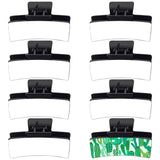 ZUYYON 8 Pack Sublimation Blanks Non-Slip 3.39 Inch Rectangle Hair Claw Clips for Thin, Thick, Long Hair - DIY Heat Transfer Strong Hold ZUYYON