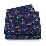 1500 Supreme Kids Bed Sheet Collection - Fun Colorful and Comfortable Boys and Girls Toddler Sheet Sets - Deep Pocket Wrinkle Free Soft and Cozy Bedding - Twin XL, Neon Spaceships Sweet Home Collection