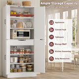 Unikito 71" Tall Kitchen Pantry Storage Cabinet with Farmhouse Barn Doors and Storage Drawer, 4 Adjustable Shelves, Freestanding Cupboard for Dining Room, Living Room, Utility Room, White Unikito