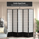 Red Lantern 7 ft. Tall Window Pane Shoji Screen - Black - 5 Panels Red Lantern