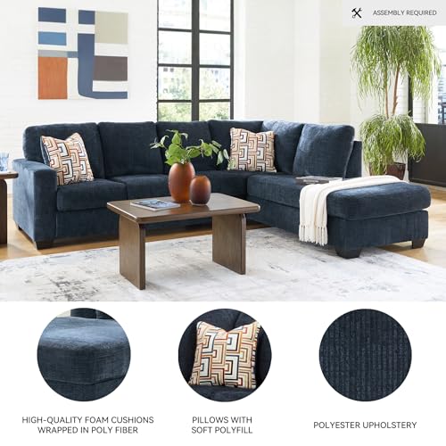 Signature Design by Ashley Aviemore Casual L-Shaped 2-Piece Sectional with Chaise for Living Room, Blue Signature Design by Ashley