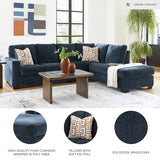 Signature Design by Ashley Aviemore Casual L-Shaped 2-Piece Sectional with Chaise for Living Room, Blue Signature Design by Ashley