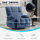 MAHOMICO Recliner Chair Oversized Swivel Rocker with Vibration Massage & Lumbar Heating, 360° Swivel, USB Charging Port, Cup Holders & Side Pocket for Living Room