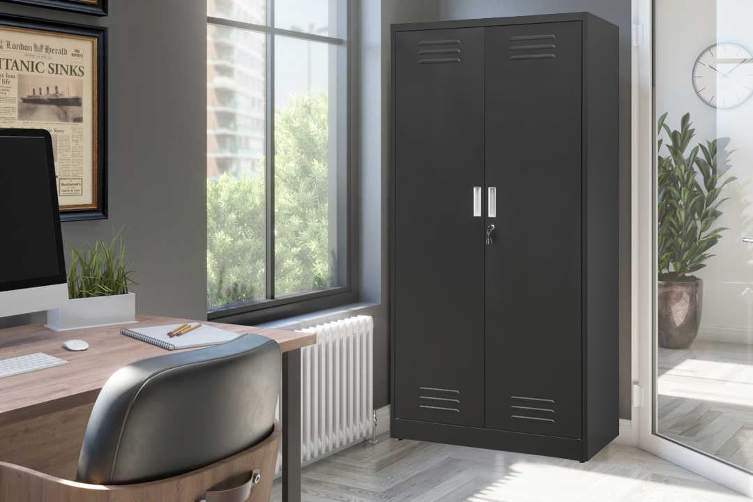 CJF Locking Storage Cabinet with Adjustable Shelves, 72" Metal Storage Cabinets for Garage, Office, Home, Pantry, Classroom CJF