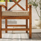 Walker Edison Delray Classic Acacia Wood X Back Patio Chairs with Cushions, Set of 2, Brown Walker Edison