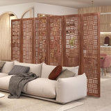 Giantex 6 Panels Room Divider - Folding Room Dividers with Carved Cutout Pattern & Solid Wood Frame, Fully Assembled, 5.5FT Antique Partition Privacy Screen Wall Divider for Room Separation, Brown Giantex