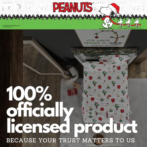 Peanuts® Charlie Brown & Snoopy Holiday & Christmas Bedding Super Soft 100% Cotton Flannel Sheet Set, Twin, (Officially Licensed Product) by Franco Franco