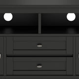 SIMPLIHOME Warm Shaker Style Solid Wood TV Media Stand, 72 inch Wide, Farmhouse Rustic, Living Room Entertainment Center, Storage Shelves and Cabinets, for Flat Screen TVs up to 80 inches in Black SIMPLIHOME