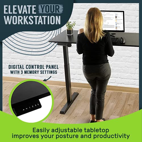 TechOrbits Electric Standing Desk Frame 60 x 24 Inch Tabletop - Motorized Workstation Two Leg Stand Up Desk with Memory Settings and Telescopic Sit Stand Height Adjustment (Black Frame/Wood BrownTop) TechOrbits