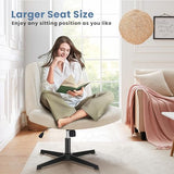 DUMOS Criss Cross Chair No Wheels Wide Cross Legged Office Desk Vanity Chair Comfy Fabric Armless Adjustable Swivel for Home Computer Task (Beige) DUMOS