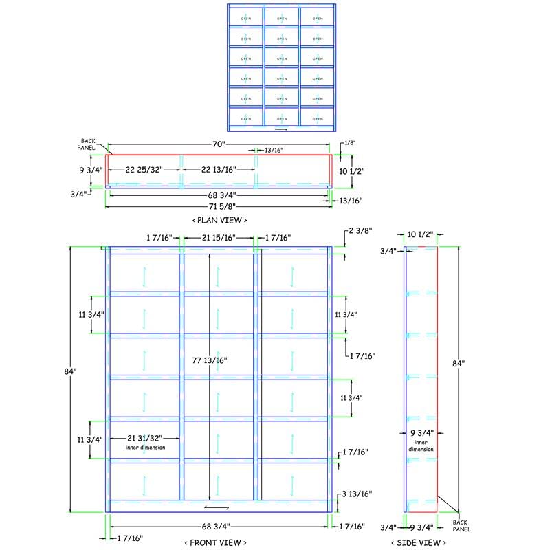 Home Square 84" Triple Wide Wood Bookcase in Chocolate - Set of 2 Home Square