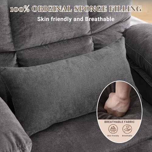 Power Lift Recliner Chair for Elderly with Lumbar Heat and Vibration Massage, Electric Lift Recliner Chair with Remote Control and USB Port,4 Storage Pockets & 2 Cup Holders for Living Room - Grey