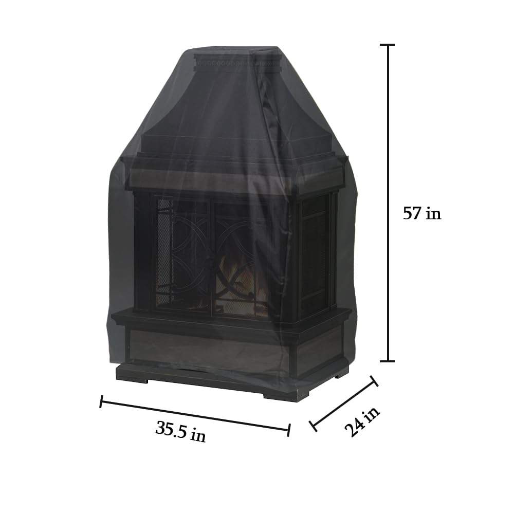 Izzybang Tall Outdoor Fireplace Cover Heavy Duty Waterproof 35.5 Inch Patio Wood Burning Fireplaces Cover - WoodArtSupply