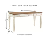 Signature Design by Ashley Realyn French Country 60" Home Office Lift Top Desk with USB Charging, Chipped White Signature Design by Ashley