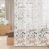 ANMINY 24 PCS Hanging Room Divider Flower Carving Pattern Panels Decorative Wall Screen Panel Hollow Out Design for Living Dining Room Bedroom Home Hotel Decor - White ANMINY