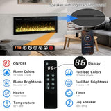 Mystflame 50 Inch WiFi-Enabled Recessed Electric Fireplace Inserts with Log Speaker,Alexa/Google Compatible,Wall Mounted & Freestanding Fireplace Heater,13 Adjustable Colors,5 Brightness Levels,Timer Mystflame