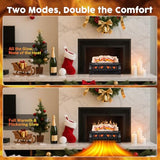KISSAIR Electric Fireplace Log Inserts Heater, 21'' Freestanding Electric Fireplace Log Set, 5 Flame Brightness, 5 Flicker Speed, Heater 750W/1500W with Remote Control, Overheat Protection KISSAIR