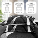 weesire Black and White Bedding Quilt King Size with 2 Shams, Modern Stripe Comforter Sets Classic Line Pattern Bedspreads Grey and White Coverlet, 96''x106'' weesire