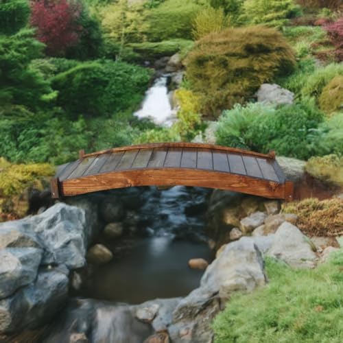 SamsGazebos Zen Japanese Style Wood Garden Bridges, 6', Brown - WoodArtSupply