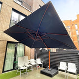 PURPLE LEAF 10' X 13' Double Top Deluxe Wood Pattern Rectangle Patio Umbrella Offset Hanging Umbrella Outdoor Market Umbrella Garden Umbrella, Navy Blue PURPLE LEAF