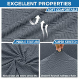 ZNSAYOTX Stretch Fit Futon Cover (67"-82") Armless Futon Sofa Bed Slipcover with Elastic Band, Universal Foldable Sofa Mattress Protector Full Queen Size, Washable Comfort Jacquard (Dark Grey) ZNSAYOTX
