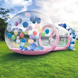10FT Inflatable Bubble House Dome for Kids, Clear PVC Inflatable Bubble House Tent with Tunnel, Bubble Balloon House with Air Blower, 600W Air Pump for Party (Pink, 10FT) Gaonala
