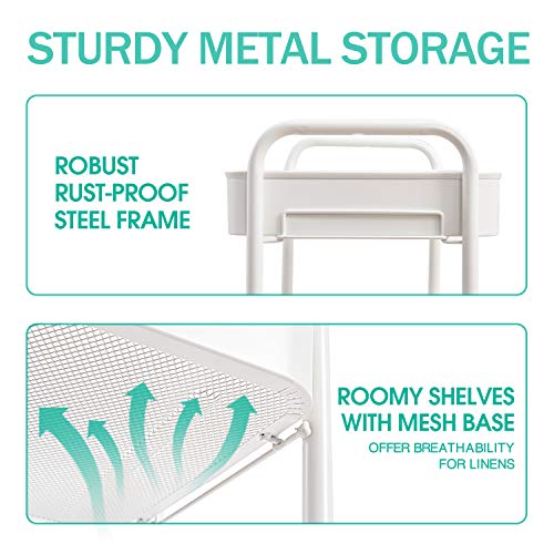 TOOLF 3-Tier Rolling Cart, Metal Utility Cart with Lockable Wheels, Storage Craft Art Cart Trolley Organizer Serving Cart Easy Assembly for Office, Bathroom, Kitchen, Kids' Room, Classroom (White) TOOLF