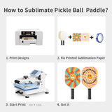 PYD Life 6 Pack Pickleball Paddles Plywood Sublimation Blanks 7.5" x 15.5",2/5 Inch Thickness 8 OZ Double Sided Printable One Side White One Side Wood PYD Life