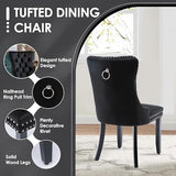 HAIZAO 5 Pieces Modern Luxury Glass Dining Set, Minimalist Rectangle Dinner Room Set for 4, 47'' Black Glass Top Kitchen Table Set with Black Tufted Chairs, for Small Apartment Home HAIZAO
