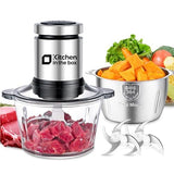 Kitchen in the box Food Processors,400W All-Copper Motor Meat Grinder & Food Chopper - Electric Vegetable Chopper with 2 Bowls(8 Cup+8 Cup) & 2 Bi-Level Blades for Meat/fish/Vegetable/Baby Food Kitchen in the box