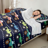 Feelyou 3D Truck Sheet Set Boys Cars Bed Sheets for Kids Girls Teens Freestyle Truck Decor Bed Set Blue Sheets with 2 Pillowcases 4Pcs Bedding Full Feelyou