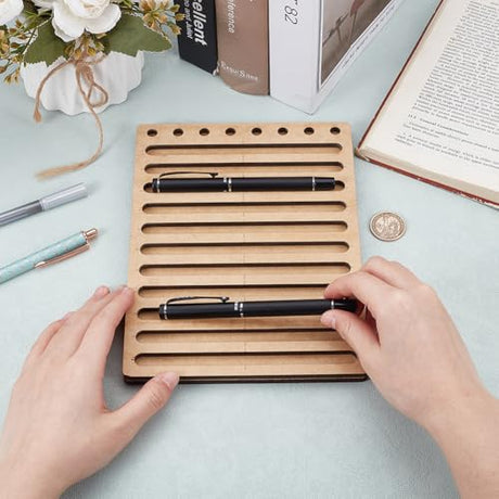 BENECREAT 11 Slot Ink Pen Jig for Laser Engraving, 6.5x8.6inch MDF Ink Pen Holder, Creative Pen Maker Fixing Jig for Customs Engravers, 5.8x0.4inch Inner Diameter BENECREAT