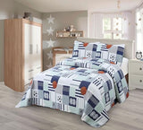Kids Zone Collection Sports Theme Kids/Teens Quilted Bedspread Set, Basketball and Soccer Pattern, Navy Blue and White, Twin New # Aqua Sport Kids Zone Home Linen