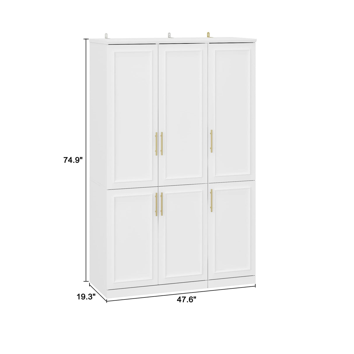 Hitow 6 Door Wardrobe Armoire Closet, 47.4" W Wardrobe Storage Cabinet with 3 Tiers Shelf & Hanging Rod, Wardrobe Armoire Dresser for Bedroom Clothes Storage Organizer, White Hitow