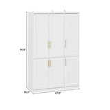 Hitow 6 Door Wardrobe Armoire Closet, 47.4" W Wardrobe Storage Cabinet with 3 Tiers Shelf & Hanging Rod, Wardrobe Armoire Dresser for Bedroom Clothes Storage Organizer, White Hitow