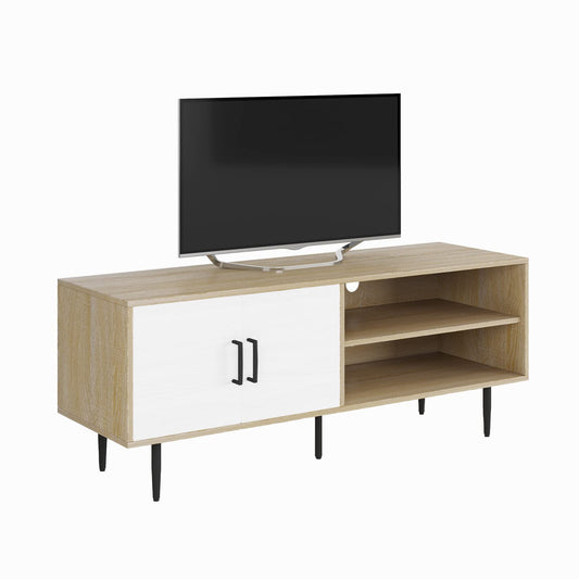 Novilla TV Stand for TV's up to 58 Inches,TV Stands and Shelves Entertainment Center with Storage Cabinets & Open Shelf, White