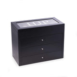 Bey-Berk Custom Personalized Watch Box Organizer - 48 Slot Luxury Solid Wood Designer Display, Large Watch Slots (Black) Bey-Berk