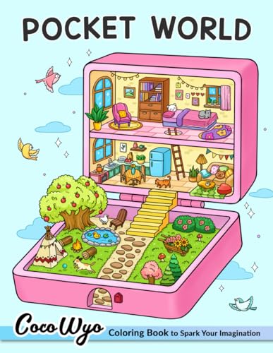 Pocket World: Adult Coloring Book with Miniature Worlds inside Tiny Items for Relaxation and Stress Relief