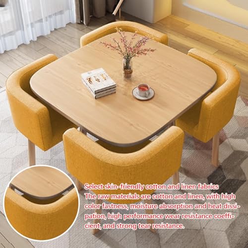 Modern Four Person Dining & Conference Table Set - Round & Square Shapes - Living Room, Kitchen & Office, Green Table Set WAZCSD