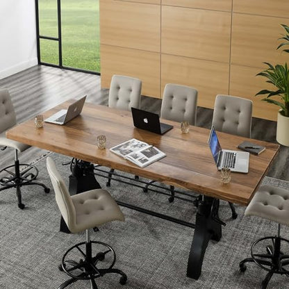 Modway 96" Adjustable Counter/Bar-Height Dining or Conference Table in Black Natural