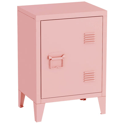 MIOCASA Nightstand Modern End Side Table Steel Bedside Storage Cabinet with Shelf Easy Assembly for Living Room Bedroom (Pink)