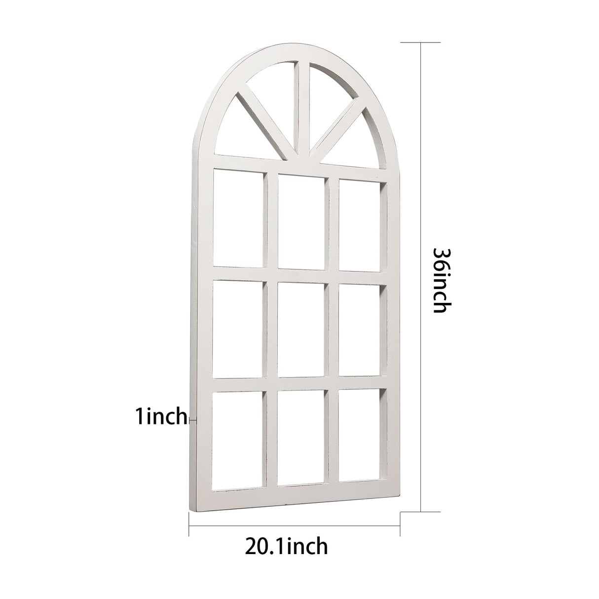 Sintosin Farmhouse Window Frame Wall Decor Living Room 36" x 20", Hanging Distressed White Rustic Arched Window Frame, Wooden Cathedral Window Frames for Wall Decor, Christmas Window Frame Decor Sintosin