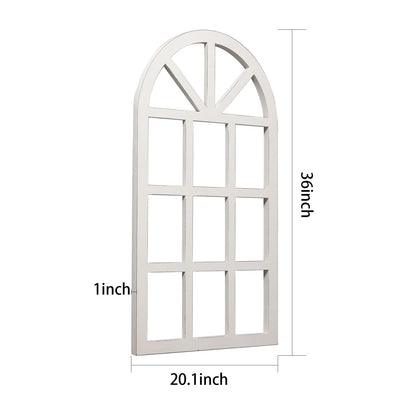 Sintosin Farmhouse Window Frame Wall Decor Living Room 36" x 20", Hanging Distressed White Rustic Arched Window Frame, Wooden Cathedral Window Frames for Wall Decor, Christmas Window Frame De - WoodArtSupply