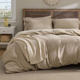 Bedsure Luxury Waffle Duvet Cover King Size - Textured Duvet Cover Set, Soft, Breathable Bedding Set (104"x90") with 2 Pillow Shams for All Season, Khaki, Comforter Not Included Bedsure