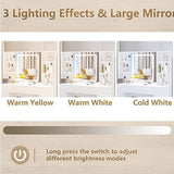 IRONCK Vanity Desk Set with Large LED Lighted Mirror & Power Outlet, 7 Drawers Vanities Dressing Makeup Table with Storage Bench, for Bedroom, Industrial Style White IRONCK