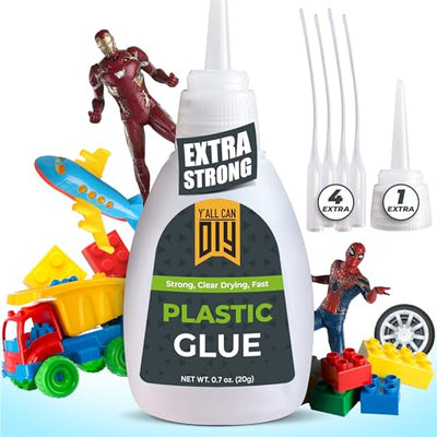 Y'allCanDiy Super Glue for Plastic 20g (.7 oz) - Heavy Duty Glue for Legos & Miniatures. Adhesive for PLA, 3D Printing, Toys, Car, ABS, PVC, DIY Kits. Compatible with Aerosol Adhesive Accelerator