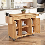 Homestyles General Line Kitchen Mobile Cart with Drop Leaf Breakfast Bar, 54 Inches Wide, Natural Hardwood homestyles