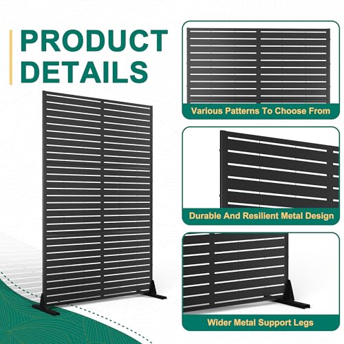 72" H×47" W Metal Outdoor Privacy Screen Outdoor Freestanding Screen Panels for Patio Lawn Deck, Decorative Privacy Fence(Consists of 3 Panels) TUYOHW