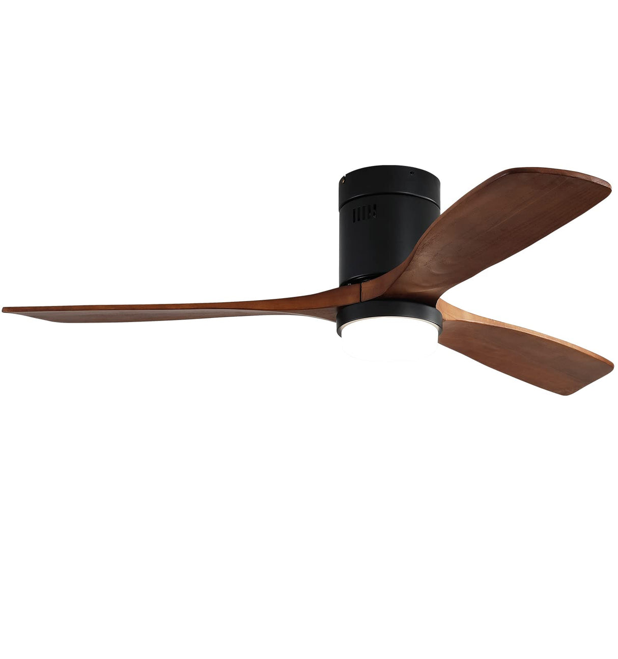 Sofucor 52 Inch Low Profile Ceiling Fan with Lights Flush Mount Ceiling Fan with Remote Control Dimmable LED Light 3 Reversible Walnut Wood Blades Noiseless DC Motor 6 Speed with Timer Sofucor